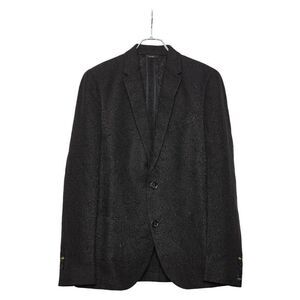 FENDI 2B Single Tailored Jacket Size 52 Black Linen Cotton Polyamide Cupro